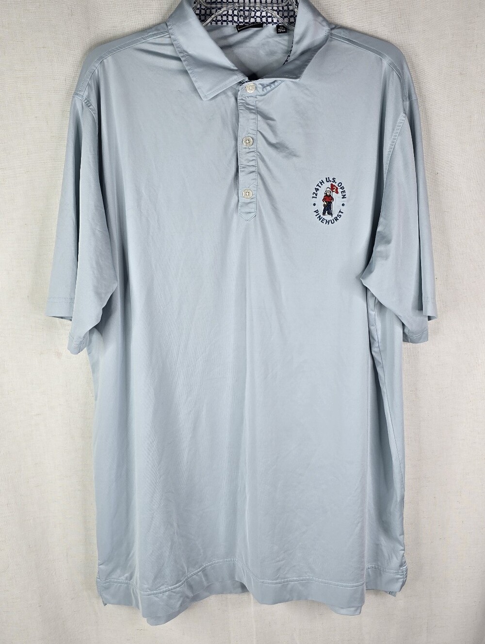 FootJoy Mens XL Golf Polo Shirt 124th US Open Light Blue Geometric Pinehurst